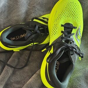 Saucony Neon Yellow and Black Athletic Shoes